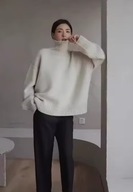 MODNY SWETER DAMSKI WEŁNIANY CIEPŁY GOLF JESIENNY ZIMOWY DŁUGI RĘKAW biały