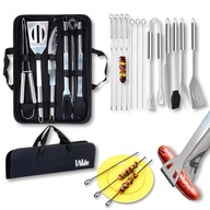 ZESTAW DO GRILLA 14 ELEMENTÓW AKCESORIA KOMPLET PRZYBORÓW STAL NIERDZEWNA