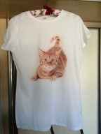 T-SHIRT DAMSKI NOWY Z NADRUKIEM KOTKA R.XL