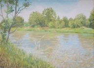 DRZEWO NAD RZEKĄ olej płótno 70X50