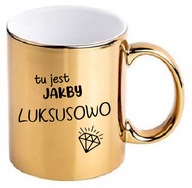 Zabawny złoty kubek do kawy praca na urodziny na prezent