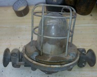 Lampa przysufitowa sygnowana przemysłowa żeliwo z prl-u art deco loft desig