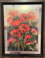 Seniorka dla WOŚP: mozaika Piękne kwiaty Maki Haft diamentowy - rękodzieło