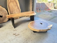 Stół drewniany, stolik kawowy loft monolit Suar unikat 215cm