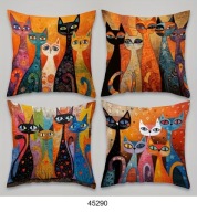 Poszewki na poduszki 4szt 45x45cm koty kotki kolorowe 45290