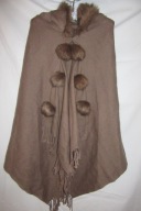 ponczo z kapturem pompony rozm m/l