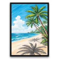 Plakat z ramą 30x40 cm Tropikalna Wyspa z Palmami Plaża | Pomysł na Prezent