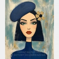 Kobieta ilustracja portret głowa obraz na płótnie 55x80 rysunek kwiatek