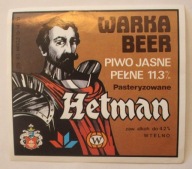 ETYKIETA - WARKA BEER - Hetman - PIWO JASNE PEŁNE - Pasteryzowane