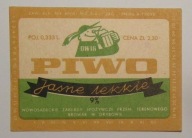 STARA ETYKIETA PIWO JASNE LEKKIE BROWAR GRYBÓW
