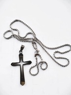 NASZYJNIK KRZYŻYK WISIOREK STAL NIERDZEWNA KOLOR SREBRNY Z ŁAŃCUSZKIEM