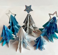 Zestaw choinek z papieru niebo
