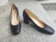 PACO HERRERO nr 38 eleganckie klasyczne czółenka na klocku skóra