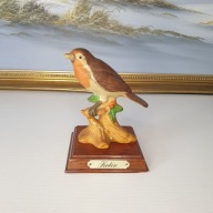 Figurka | Rudzik Robin | Porcelana | Drewniana Podstawa | 14,5 cm