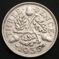 Wielka Brytania 3 pensy 1935 - król Jerzy V - srebro