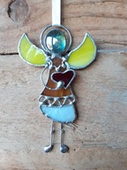 „Aniołek z Serduszkiem ” nr 4 ) witraż Tiffany, IDEALNY PREZENT .