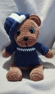 Maskotka typu Hand Made - miś w granatowym ubranku