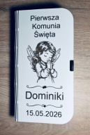 Drewniana koperta na pieniądze prezent na komunię świętą