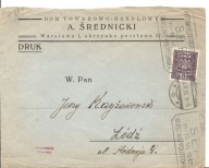 WARSZAWA-DOM TOWAROWO-HANDLOWY A.ŚREDNICKI-koperta firmowa-obieg 1933 rok