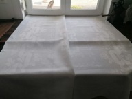 LNIANY SECESYJNY OBRUS ADAMASZEK WIKTORIAŃSKIE RÓŻE WSTĘGI CUDNY 148x145 K