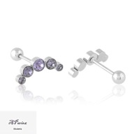 Eap25658 Kolczyki stal sztyft łuczek fioletowy