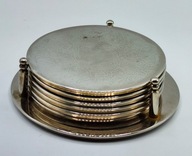 6 podkładek ze stojakiem, starodawne posrebrzane - ciekawe