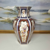 Duży orientalny wazon sześciokątny 37 cm – styl Imari – vintage
