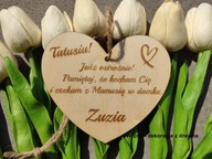 Drewniane serce do samochodu z grawerem dzień taty