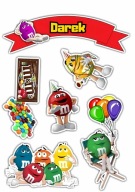 Wydruk CUKROWY OPŁATEK papier/ masa cukrowa na tort M&M's + Imię