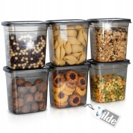 6x Pojemniki KUCHENNE produkty sypkie żywność kawę cukier sól makaron 1,85L