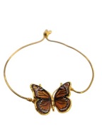 Bransoletka Bursztynowa Motyl Pozłacany Srebro Monarch