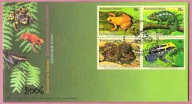 ONZ N.Y. 2006, FDC czwórka, fauna zagrożona, żaby, węże, kameleon
