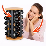 STOJAK OBROTOWY PRZYPRAWNIK NA PRZYPRAWY + AKCESORIA SŁOICZKI NAKLEJKI