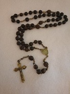 Stary drewniany różaniec z mosiądzu (braki)