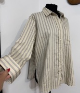 246 klasyczna beżowa koszula paski lużna casual streetwear JDY L luźna