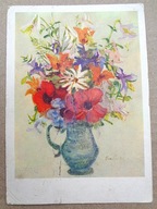 POCZTÓWKA - KUCZBORSKA IRENA - okolicznościowa grafika autorska, lata 60-te