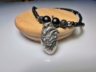 Naszyjnik męski handmade anatomiczne Serce onyks lawa wulkaniczna