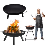 PALENISKO OGRODOWE GRILL GRIL METALOWE Z UCHWYTAMI DUŻE Z TRÓJNOGIEM 58CM