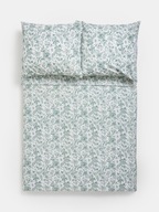 Komplet Pościeli 200x200 cm ciemnozielona w kwiaty 100% bawełna + 70x80 cm