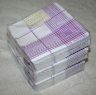 ZARA HOME SERWETKI 25x25 ZESTAW 3 x 30 SZTUK BIAŁE W FIOLETOWĄ KRATĘ