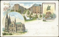 Gruss aus Köln. Ansicht vom Hohenstaufenring. Dom - 1900 Litho