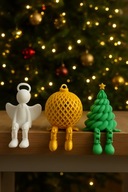 Zestaw 3 ozdób świątecznych– choinka, bombka i aniołek dekoracja