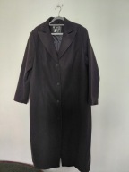 Czarny elegancki długi maxi płaszcz damski plus size 54