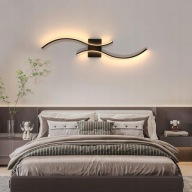 Nowoczesny kinkiet LED ścienny 80 cm czarny lampa do sypialni