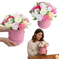 FLOWERBOX KWIATY MYDLANE BUKIET NA PREZENT DZIEŃ KOBIET RÓŻE MYDLANE