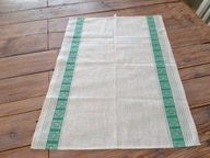 LNIANA ŚCIERKA DO TALERZY ZIELONY PAS NOWA Z PAPIEROWĄ METKĄ WOLIN 57 x 77