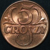 5 groszy 1939 - menniczy egzemplarz kolor RD