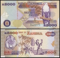 BNB - ZAMBIA 5000 Kwacha 1992 F/A # PIERWSZA SERIA A # P41a # UNC