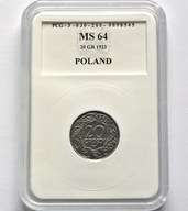 20 GROSZY 1923 NIKIEL / MS64 PCG