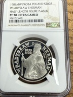200 zł Władysław I Herman 1981 półpostać NGC PF 70 MAX NOTA IDEAŁ